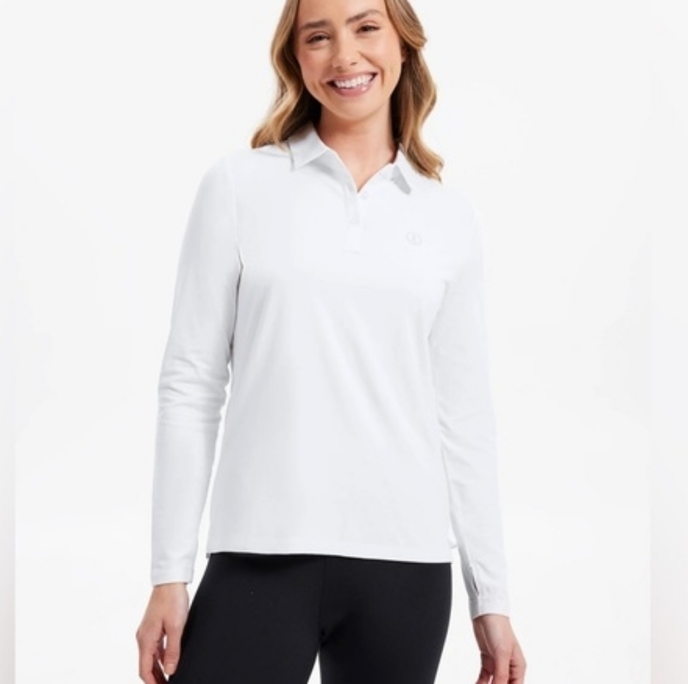 Solbari 50SPF Long Sleeve Polo Shirt / Sun shirt White size medium